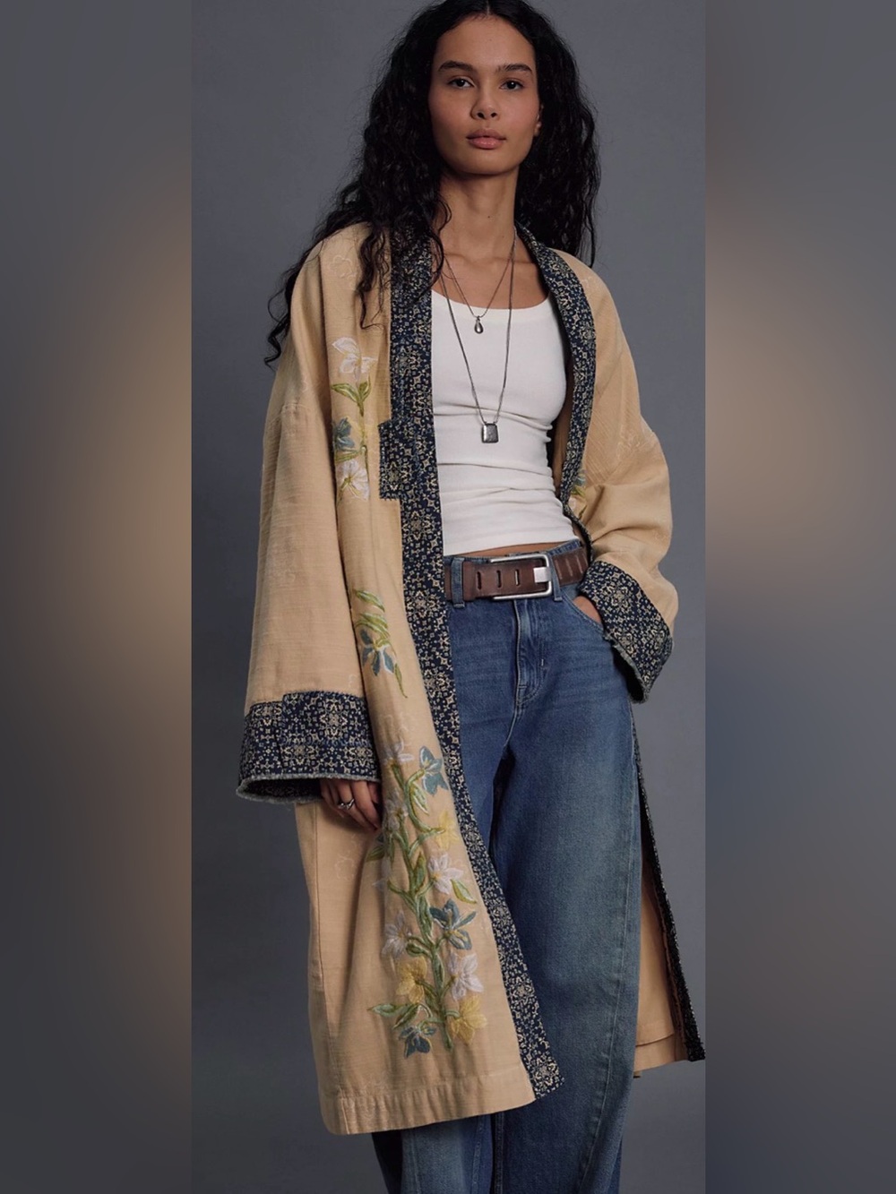 Free People Henlow Embroidered Duster Large New with tags 398$